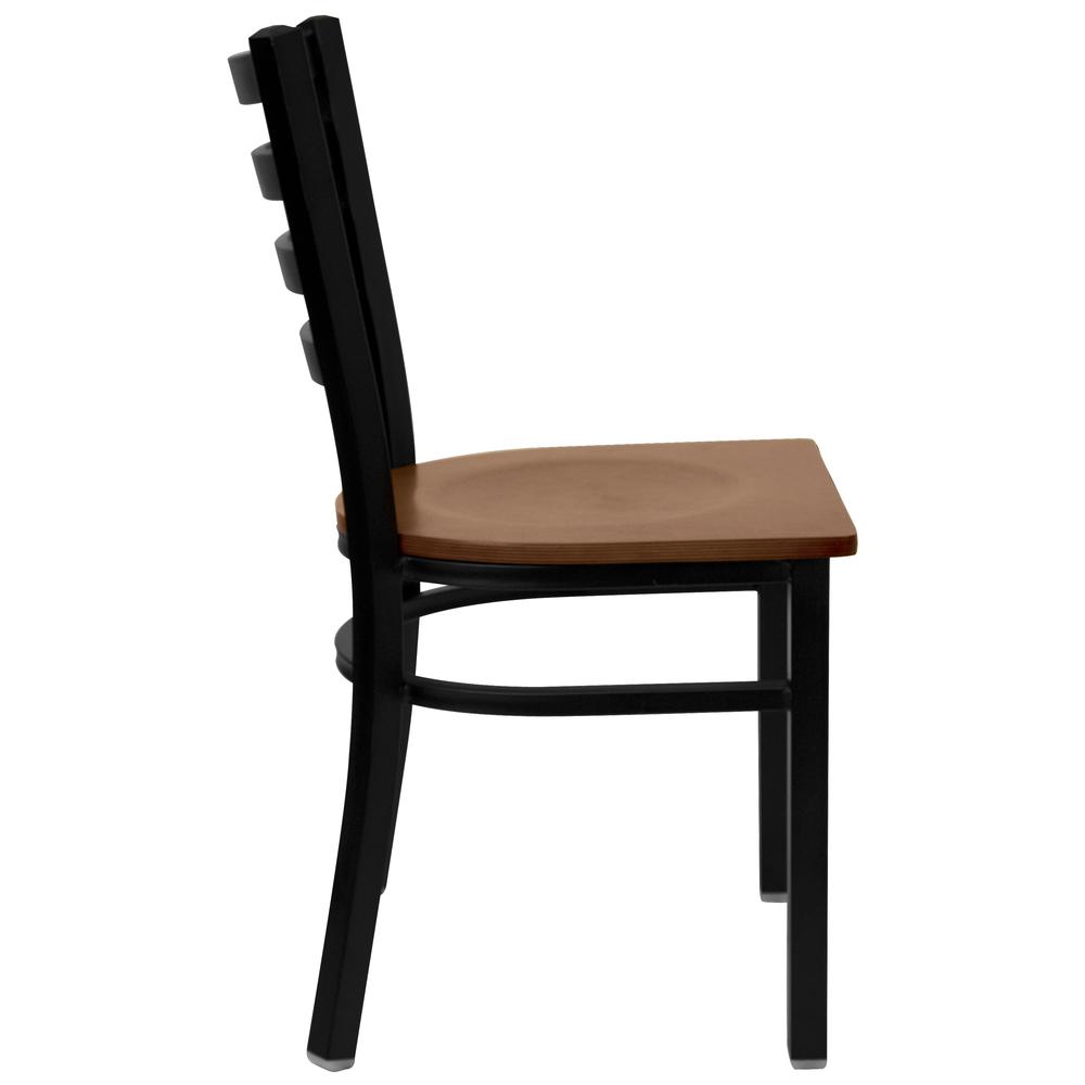 Hercules Series Black Ladder Back Metal Restaurant Chair - Cherry Wood Seat By Flash Furniture | Dining Chairs | Modishstore - 2