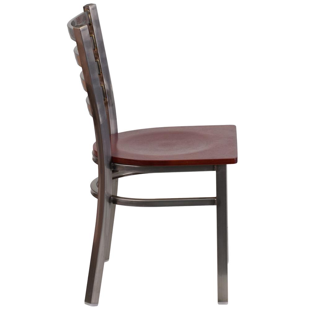 Hercules Series Clear Coated Ladder Back Metal Restaurant Chair - Mahogany Wood Seat By Flash Furniture | Dining Chairs | Modishstore - 2