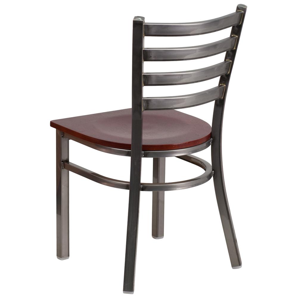 Hercules Series Clear Coated Ladder Back Metal Restaurant Chair - Mahogany Wood Seat By Flash Furniture | Dining Chairs | Modishstore - 3