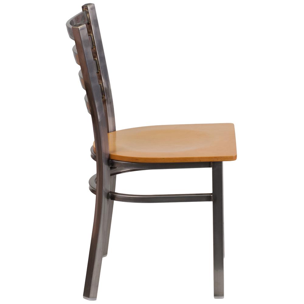 Hercules Series Clear Coated Ladder Back Metal Restaurant Chair - Natural Wood Seat By Flash Furniture | Dining Chairs | Modishstore - 2