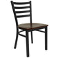 Hercules Series Black Ladder Back Metal Restaurant Chair - Mahogany Wood Seat By Flash Furniture | Dining Chairs | Modishstore - 1