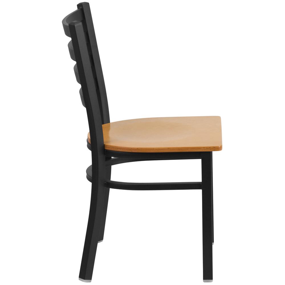 Hercules Series Black Ladder Back Metal Restaurant Chair - Natural Wood Seat By Flash Furniture | Dining Chairs | Modishstore - 2