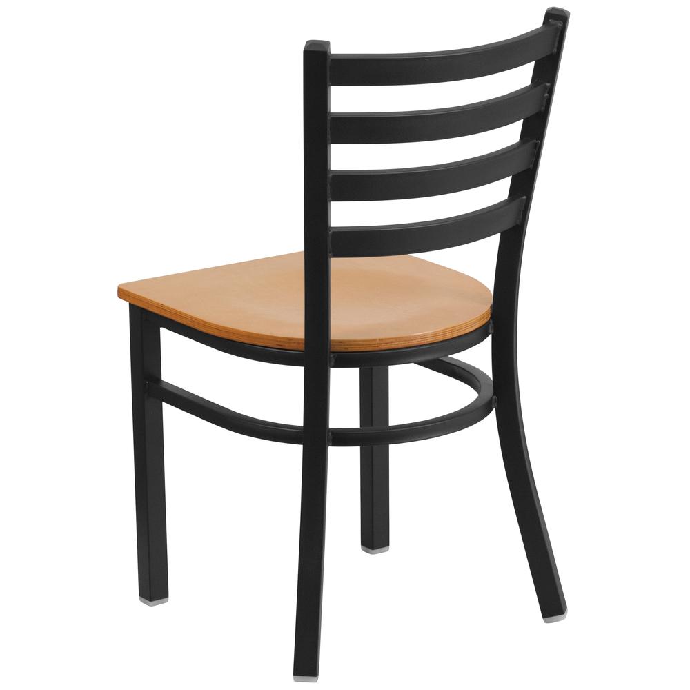 Hercules Series Black Ladder Back Metal Restaurant Chair - Natural Wood Seat By Flash Furniture | Dining Chairs | Modishstore - 3