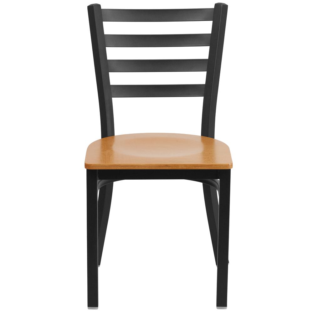Hercules Series Black Ladder Back Metal Restaurant Chair - Natural Wood Seat By Flash Furniture | Dining Chairs | Modishstore - 4