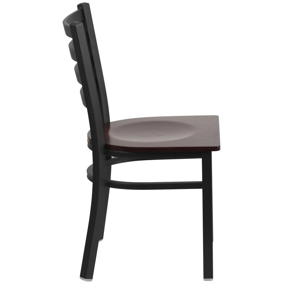 Hercules Series Black Ladder Back Metal Restaurant Chair - Walnut Wood Seat By Flash Furniture | Dining Chairs | Modishstore - 2