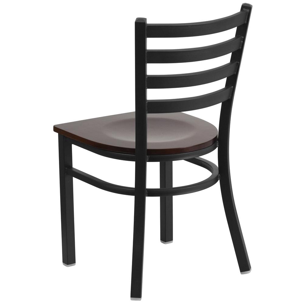 Hercules Series Black Ladder Back Metal Restaurant Chair - Walnut Wood Seat By Flash Furniture | Dining Chairs | Modishstore - 3