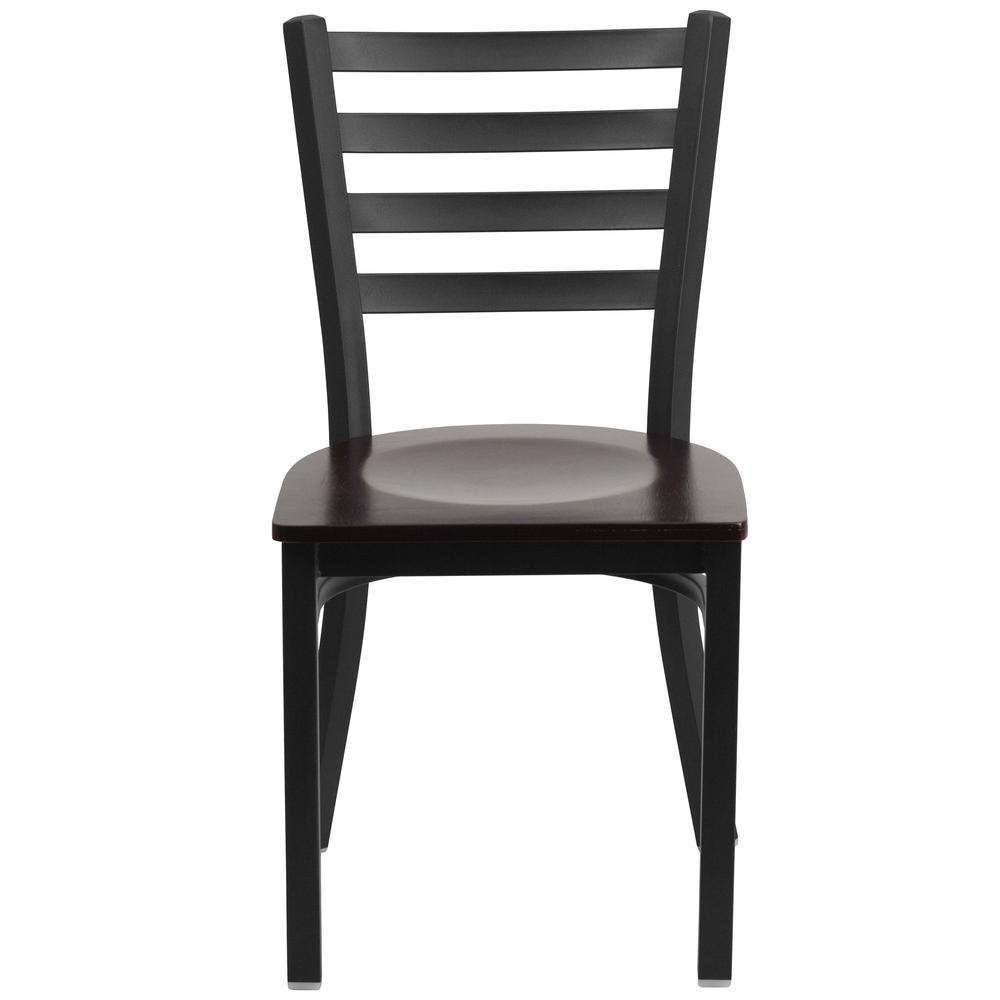 Hercules Series Black Ladder Back Metal Restaurant Chair - Walnut Wood Seat By Flash Furniture | Dining Chairs | Modishstore - 4