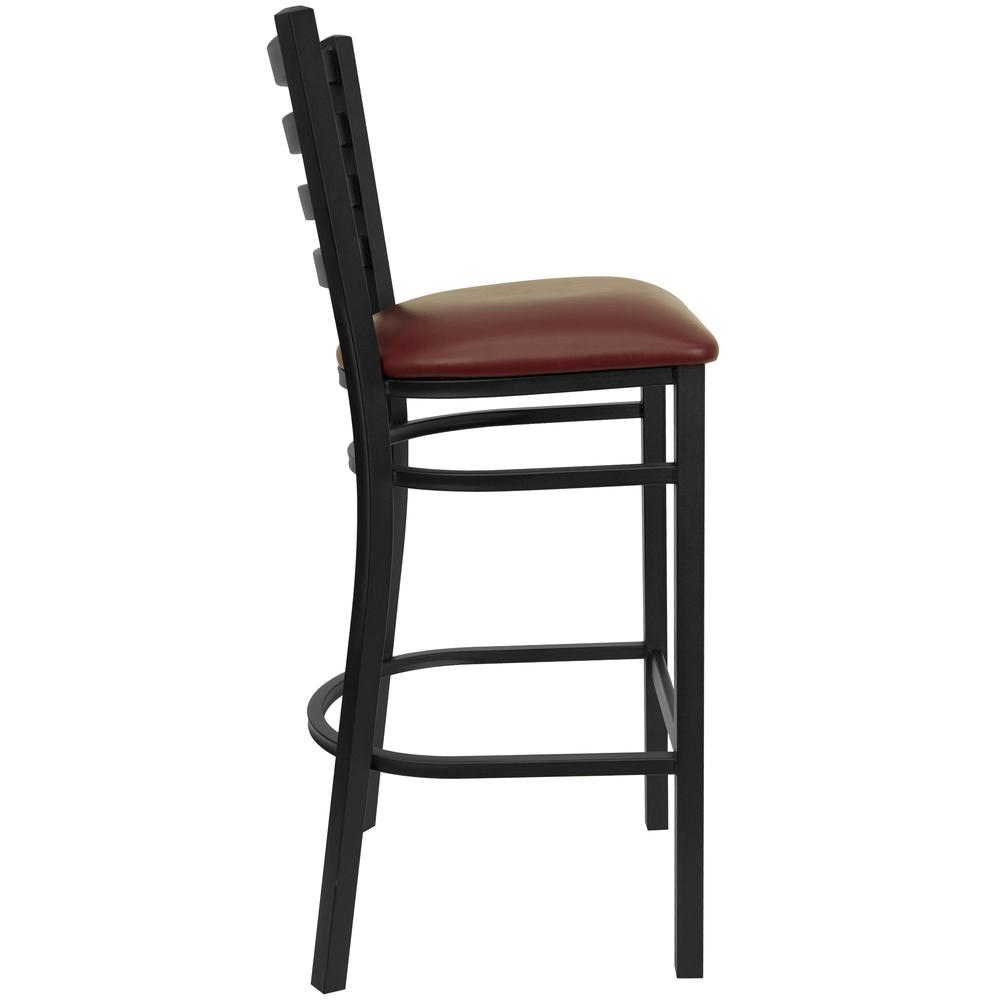 Hercules Series Black Ladder Back Metal Restaurant Barstool - Burgundy Vinyl Seat By Flash Furniture | Bar Stools | Modishstore - 2