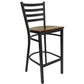 Hercules Series Black Ladder Back Metal Restaurant Barstool - Mahogany Wood Seat By Flash Furniture | Bar Stools | Modishstore - 1