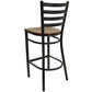 Hercules Series Black Ladder Back Metal Restaurant Barstool - Mahogany Wood Seat By Flash Furniture | Bar Stools | Modishstore - 3