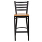 Hercules Series Black Ladder Back Metal Restaurant Barstool - Natural Wood Seat By Flash Furniture | Bar Stools | Modishstore - 4
