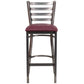 Hercules Series Clear Coated Ladder Back Metal Restaurant Barstool - Burgundy Vinyl Seat By Flash Furniture | Bar Stools | Modishstore - 4