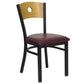 Hercules Series Black Circle Back Metal Restaurant Chair - Natural Wood Back, Burgundy Vinyl Seat By Flash Furniture | Dining Chairs | Modishstore - 1