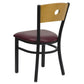 Hercules Series Black Circle Back Metal Restaurant Chair - Natural Wood Back, Burgundy Vinyl Seat By Flash Furniture | Dining Chairs | Modishstore - 3
