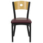 Hercules Series Black Circle Back Metal Restaurant Chair - Natural Wood Back, Burgundy Vinyl Seat By Flash Furniture | Dining Chairs | Modishstore - 4