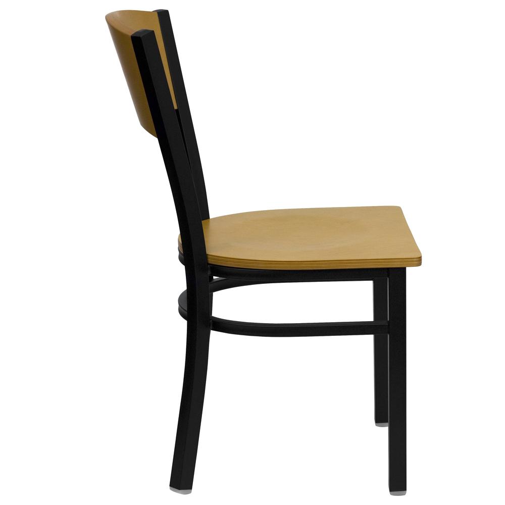 Hercules Series Black Circle Back Metal Restaurant Chair - Natural Wood Back & Seat By Flash Furniture | Dining Chairs | Modishstore - 2