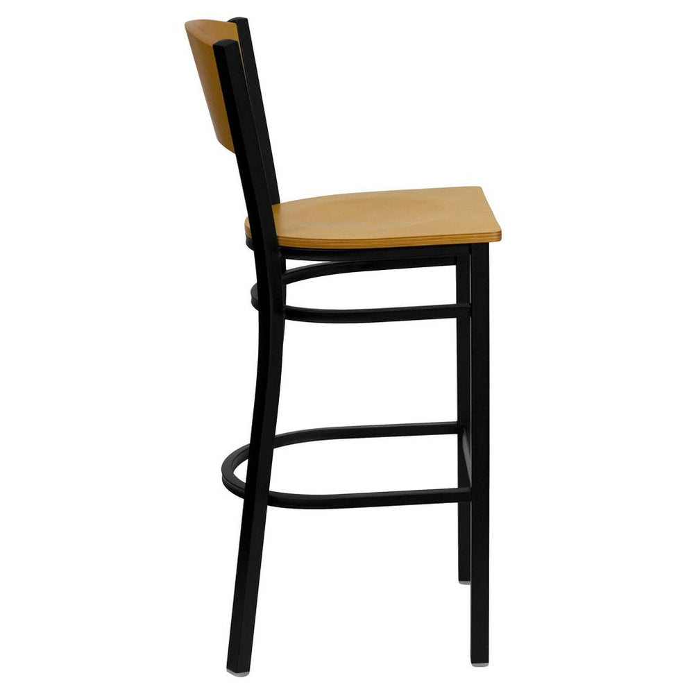 Hercules Series Black Circle Back Metal Restaurant Barstool - Natural Wood Back & Seat By Flash Furniture | Bar Stools | Modishstore - 2