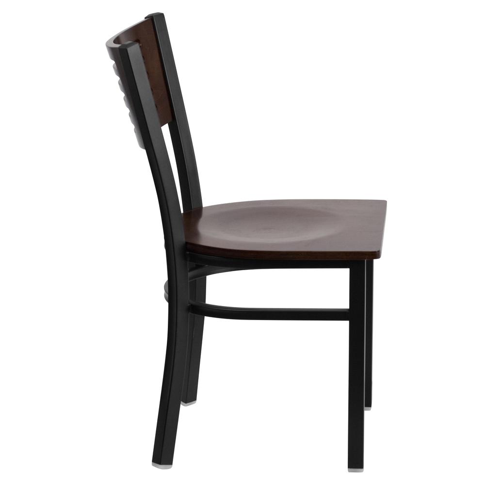 Hercules Series Black Slat Back Metal Restaurant Chair - Walnut Wood Back & Seat By Flash Furniture | Dining Chairs | Modishstore - 2
