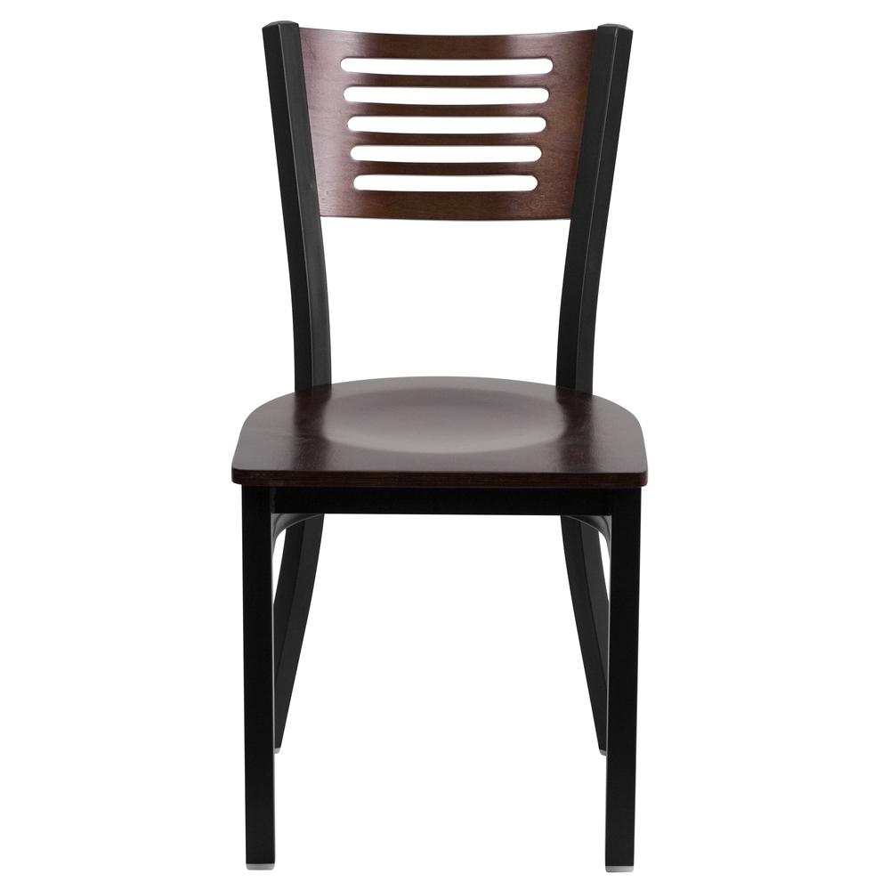Hercules Series Black Slat Back Metal Restaurant Chair - Walnut Wood Back & Seat By Flash Furniture | Dining Chairs | Modishstore - 4