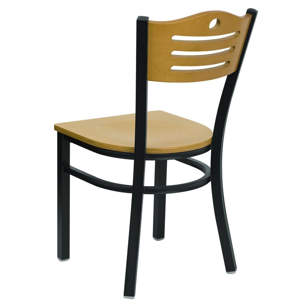 Hercules Series Black Slat Back Metal Restaurant Chair - Natural Wood Back & Seat By Flash Furniture | Dining Chairs | Modishstore - 3