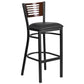 Hercules Series Black Slat Back Metal Restaurant Barstool - Walnut Wood Back, Black Vinyl Seat By Flash Furniture | Bar Stools | Modishstore - 1
