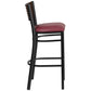 Hercules Series Black Slat Back Metal Restaurant Barstool - Walnut Wood Back, Burgundy Vinyl Seat By Flash Furniture | Bar Stools | Modishstore - 2
