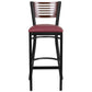 Hercules Series Black Slat Back Metal Restaurant Barstool - Walnut Wood Back, Burgundy Vinyl Seat By Flash Furniture | Bar Stools | Modishstore - 4