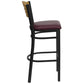 Hercules Series Black Slat Back Metal Restaurant Barstool - Natural Wood Back, Burgundy Vinyl Seat By Flash Furniture | Bar Stools | Modishstore - 2
