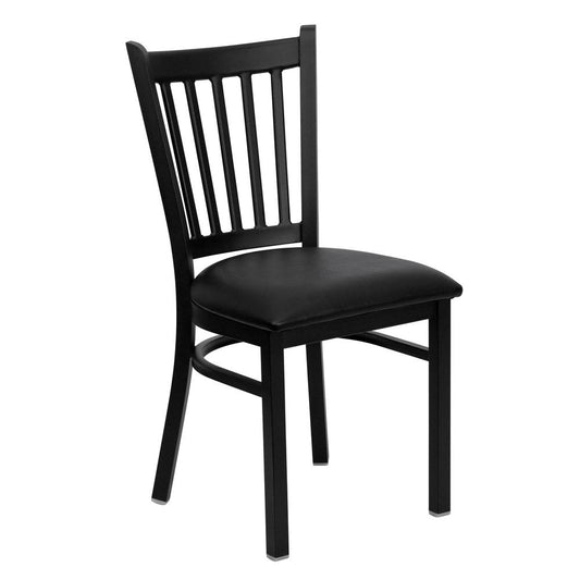 Hercules Series Black Vertical Back Metal Restaurant Chair - Black Vinyl Seat By Flash Furniture | Dining Chairs | Modishstore