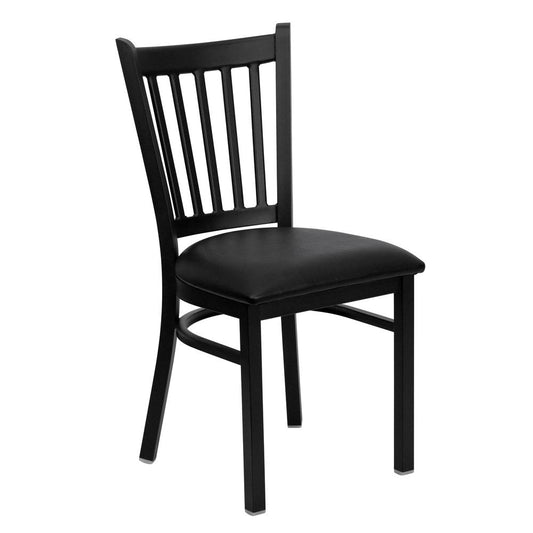 Hercules Series Black Vertical Back Metal Restaurant Chair - Black Vinyl Seat By Flash Furniture | Dining Chairs | Modishstore - 1