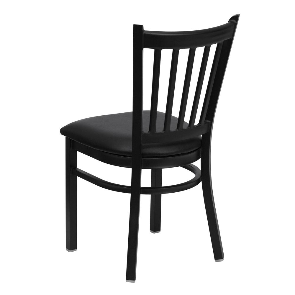 Hercules Series Black Vertical Back Metal Restaurant Chair - Black Vinyl Seat By Flash Furniture | Dining Chairs | Modishstore - 3