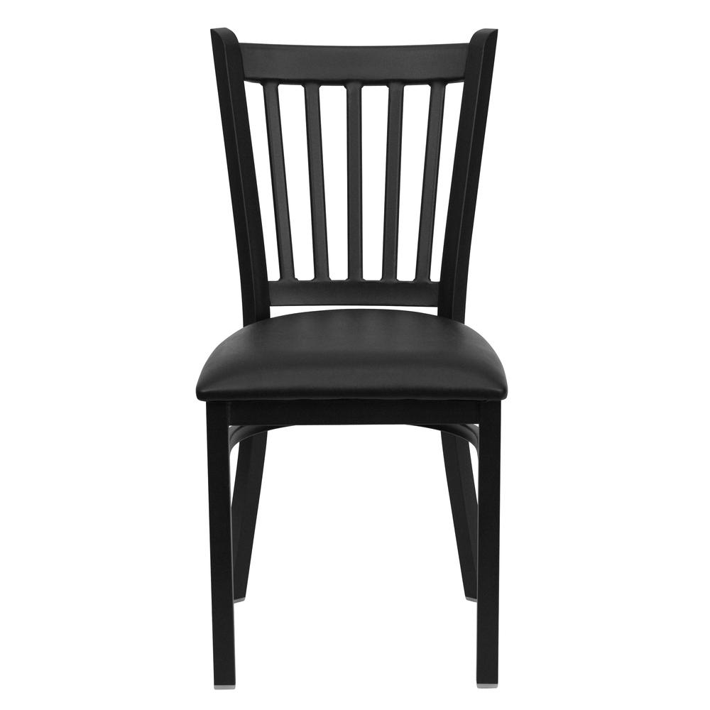 Hercules Series Black Vertical Back Metal Restaurant Chair - Black Vinyl Seat By Flash Furniture | Dining Chairs | Modishstore - 4