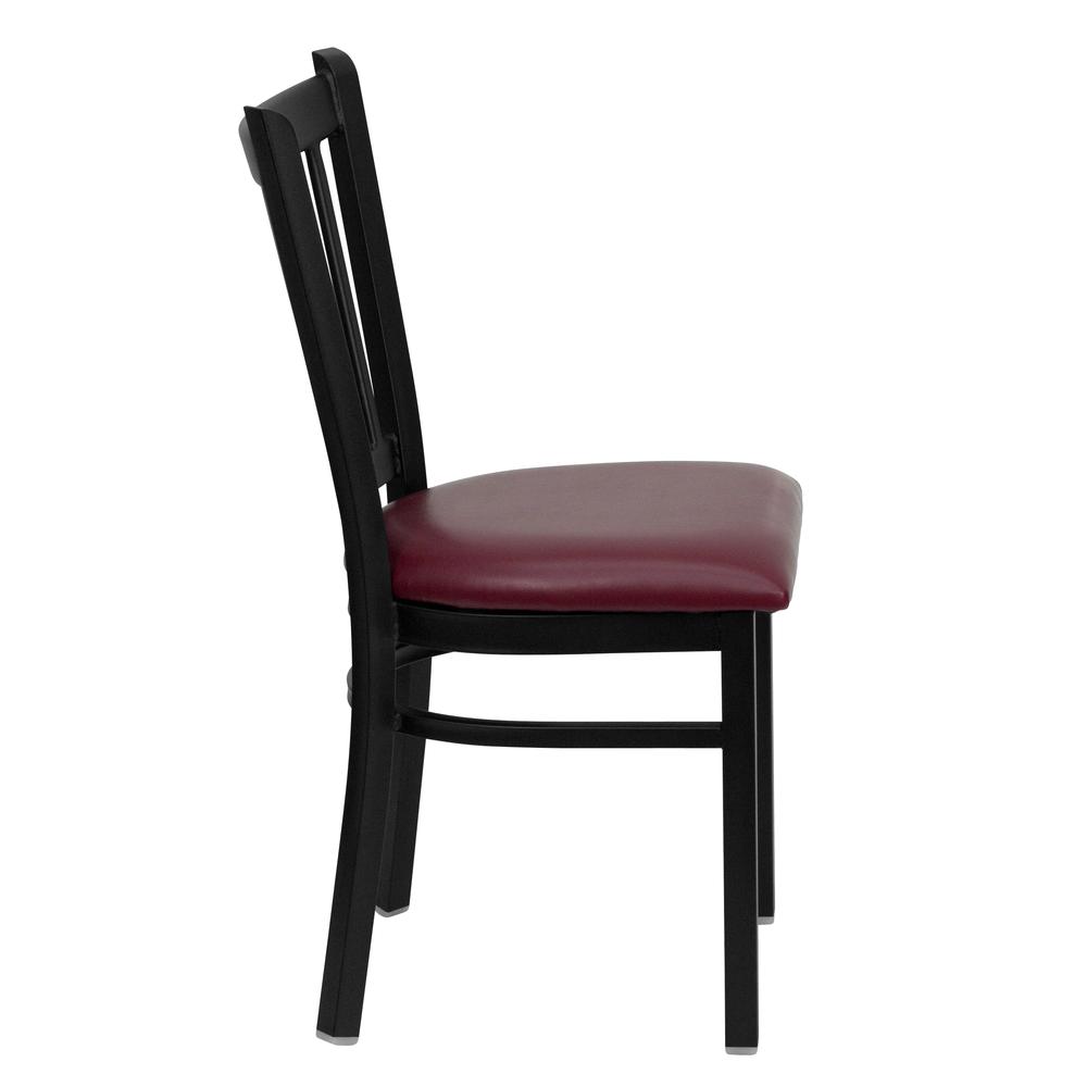 Hercules Series Black Vertical Back Metal Restaurant Chair - Burgundy Vinyl Seat By Flash Furniture | Dining Chairs | Modishstore - 2