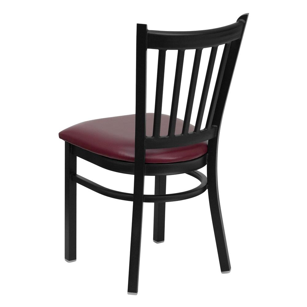 Hercules Series Black Vertical Back Metal Restaurant Chair - Burgundy Vinyl Seat By Flash Furniture | Dining Chairs | Modishstore - 3