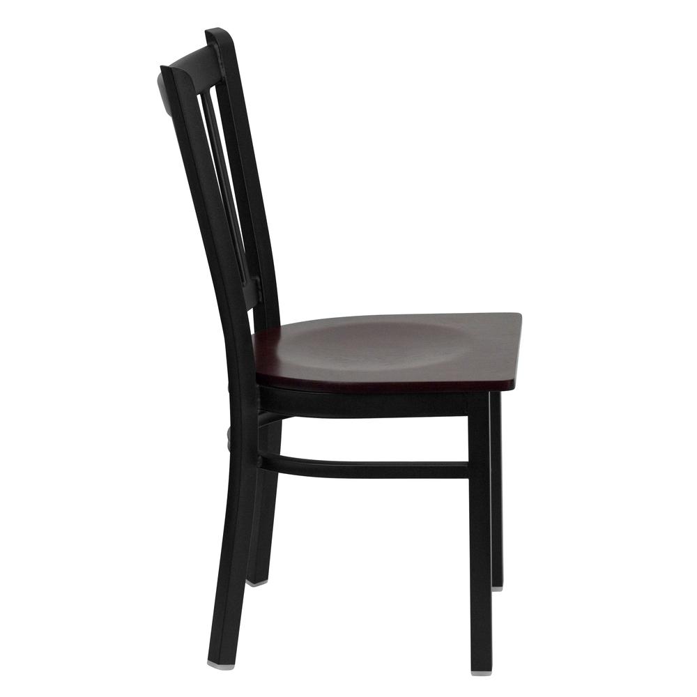 Hercules Series Black Vertical Back Metal Restaurant Chair - Mahogany Wood Seat By Flash Furniture | Dining Chairs | Modishstore - 2
