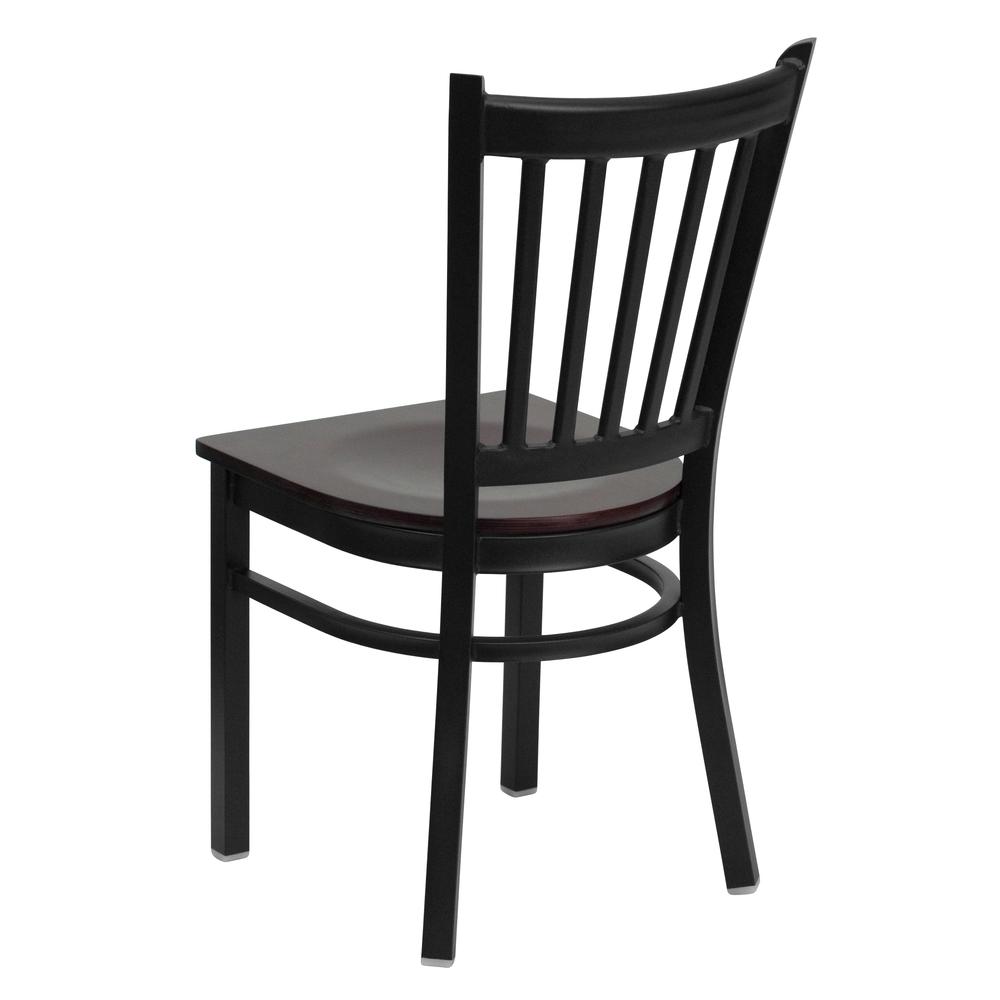 Hercules Series Black Vertical Back Metal Restaurant Chair - Mahogany Wood Seat By Flash Furniture | Dining Chairs | Modishstore - 3