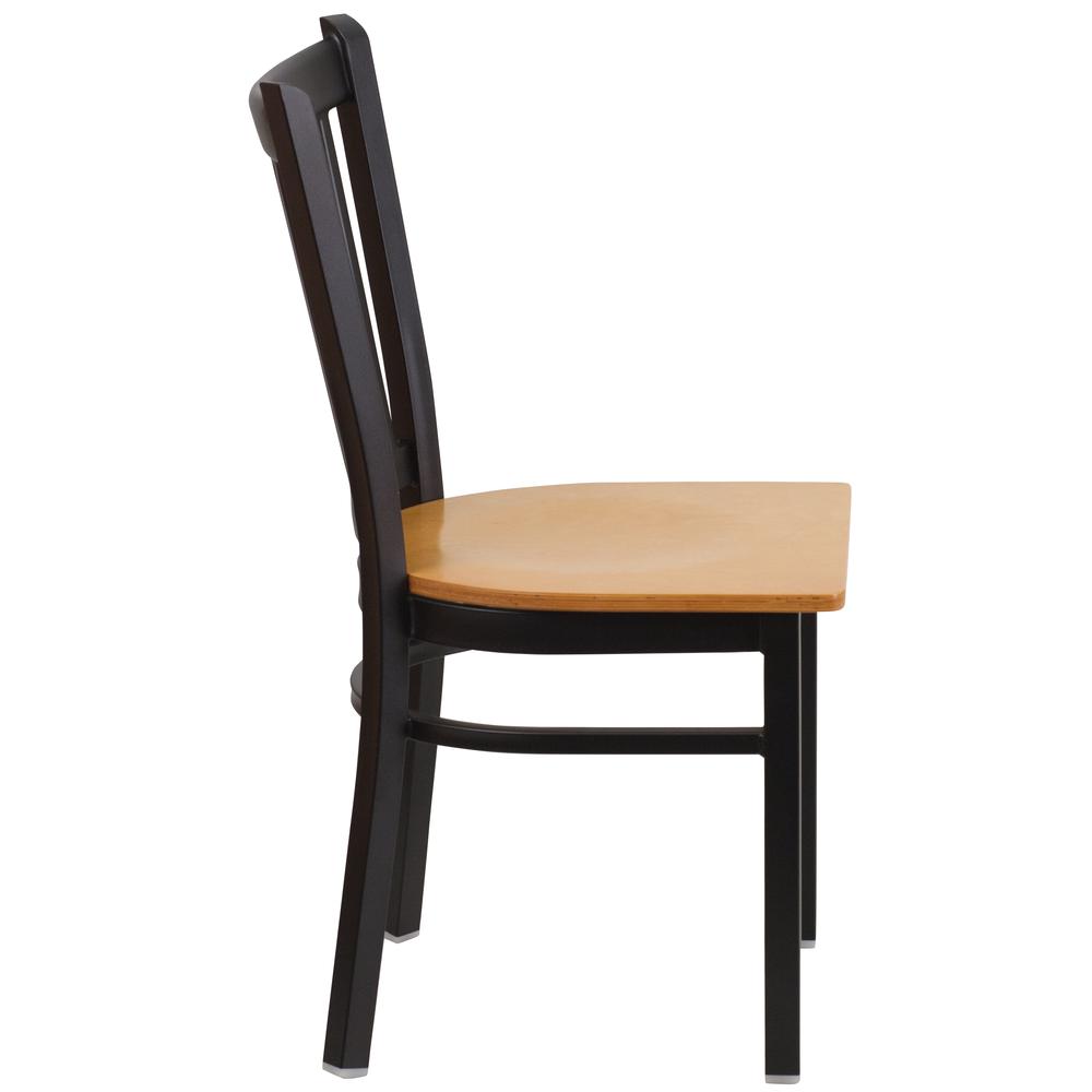 Hercules Series Black Vertical Back Metal Restaurant Chair - Natural Wood Seat By Flash Furniture | Dining Chairs | Modishstore - 2