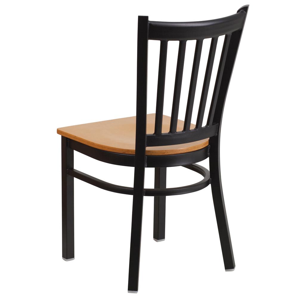 Hercules Series Black Vertical Back Metal Restaurant Chair - Natural Wood Seat By Flash Furniture | Dining Chairs | Modishstore - 3