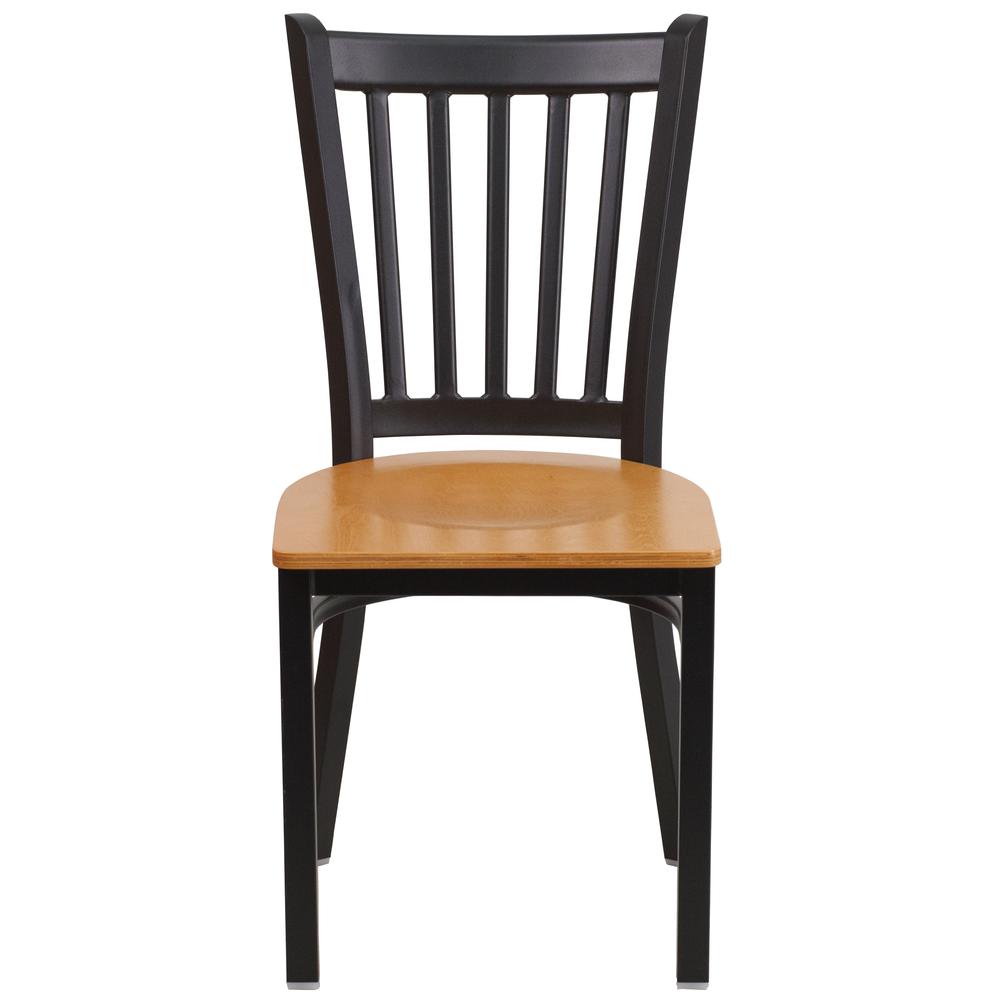 Hercules Series Black Vertical Back Metal Restaurant Chair - Natural Wood Seat By Flash Furniture | Dining Chairs | Modishstore - 4