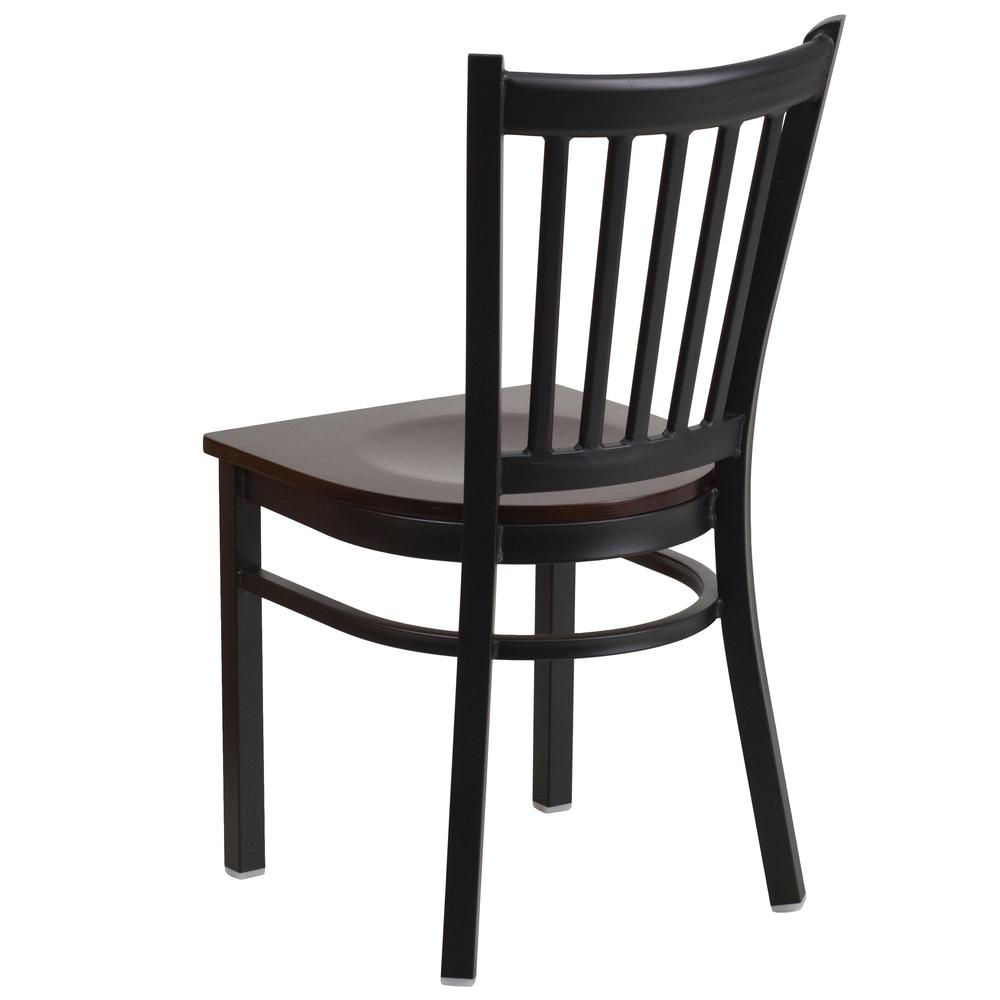 Hercules Series Black Vertical Back Metal Restaurant Chair - Walnut Wood Seat By Flash Furniture | Dining Chairs | Modishstore - 3