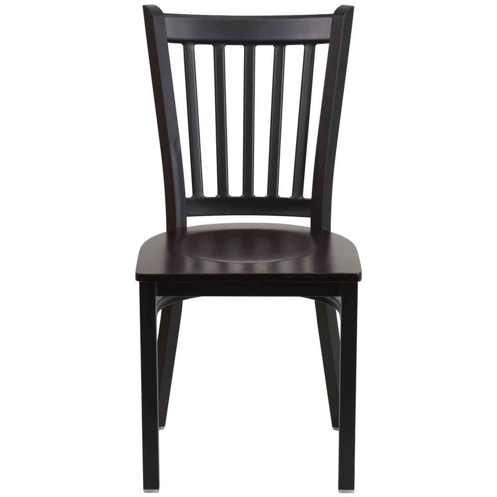 Hercules Series Black Vertical Back Metal Restaurant Chair - Walnut Wood Seat By Flash Furniture | Dining Chairs | Modishstore - 4