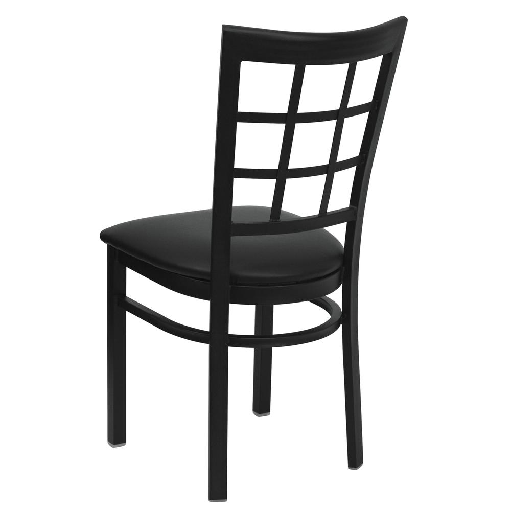 Hercules Series Black Window Back Metal Restaurant Chair - Black Vinyl Seat By Flash Furniture | Dining Chairs | Modishstore - 3