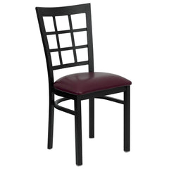 Hercules Series Black Window Back Metal Restaurant Chair - Burgundy Vinyl Seat By Flash Furniture