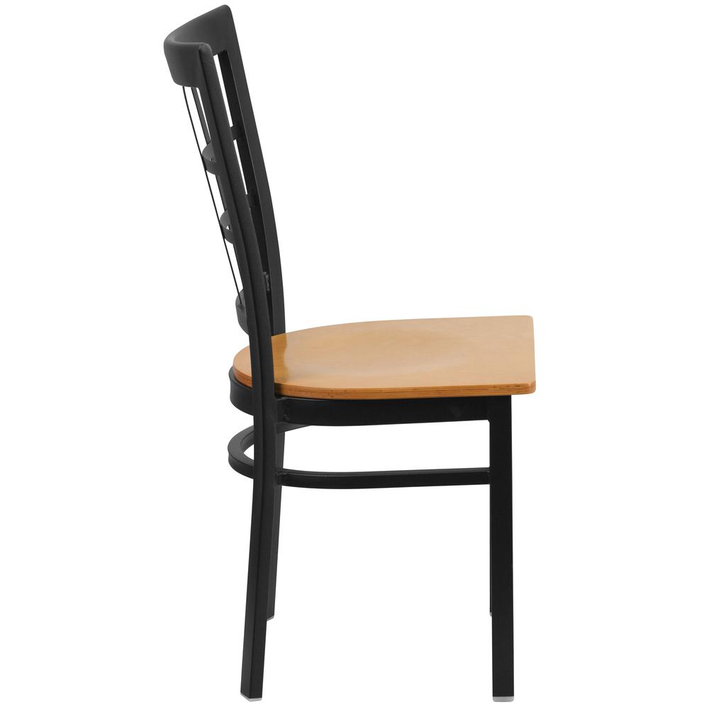 Hercules Series Black Window Back Metal Restaurant Chair - Natural Wood Seat By Flash Furniture | Dining Chairs | Modishstore - 2