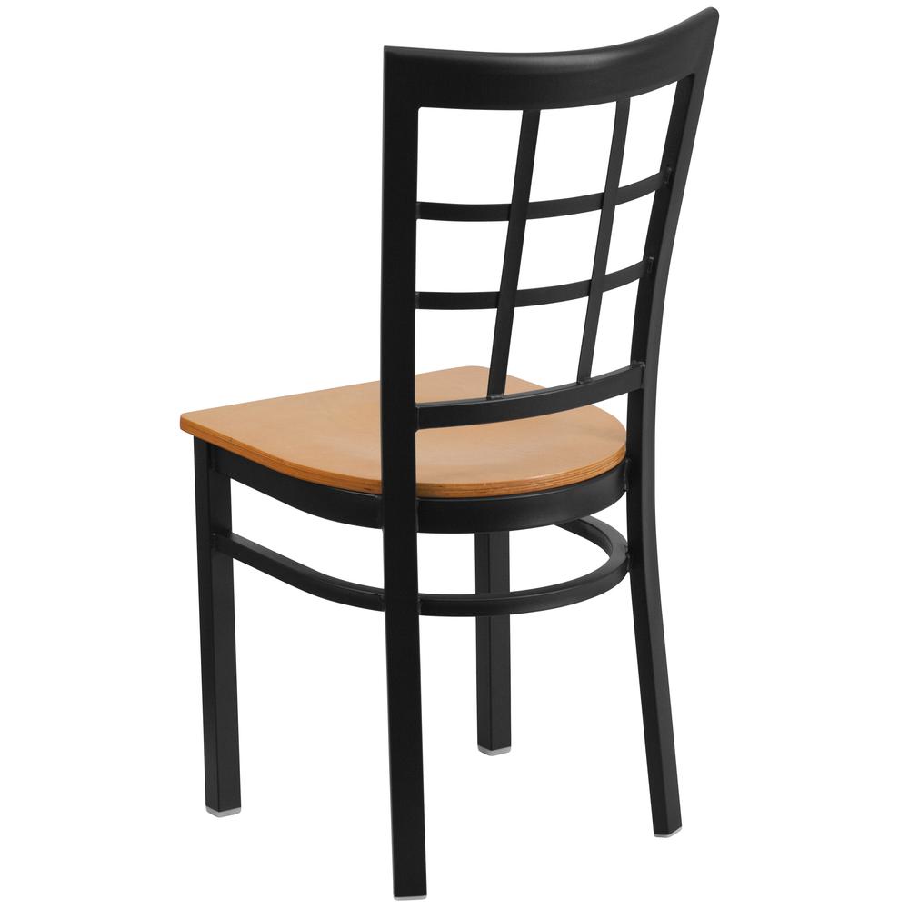Hercules Series Black Window Back Metal Restaurant Chair - Natural Wood Seat By Flash Furniture | Dining Chairs | Modishstore - 3