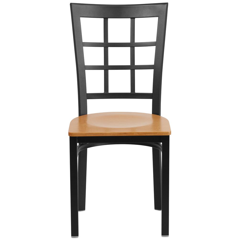 Hercules Series Black Window Back Metal Restaurant Chair - Natural Wood Seat By Flash Furniture | Dining Chairs | Modishstore - 4