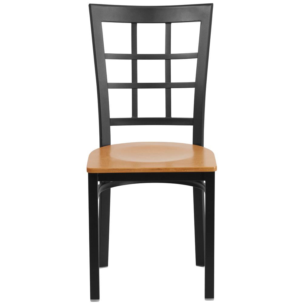 Hercules Series Black Window Back Metal Restaurant Chair - Natural Wood Seat By Flash Furniture | Dining Chairs | Modishstore - 4