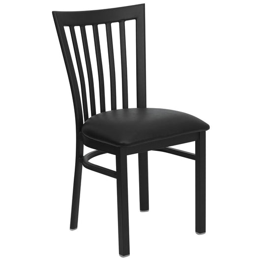 Hercules Series Black School House Back Metal Restaurant Chair - Black Vinyl Seat By Flash Furniture | Dining Chairs | Modishstore - 1