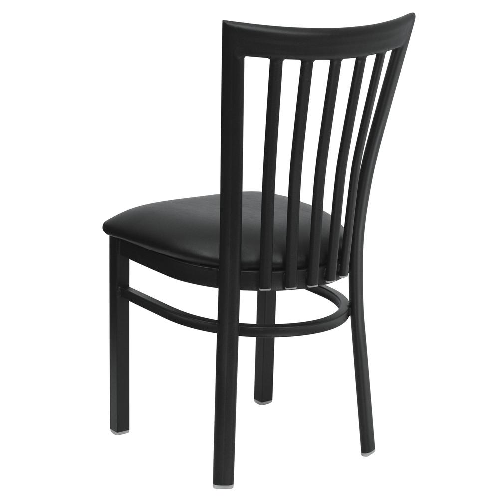 Hercules Series Black School House Back Metal Restaurant Chair - Black Vinyl Seat By Flash Furniture | Dining Chairs | Modishstore - 3