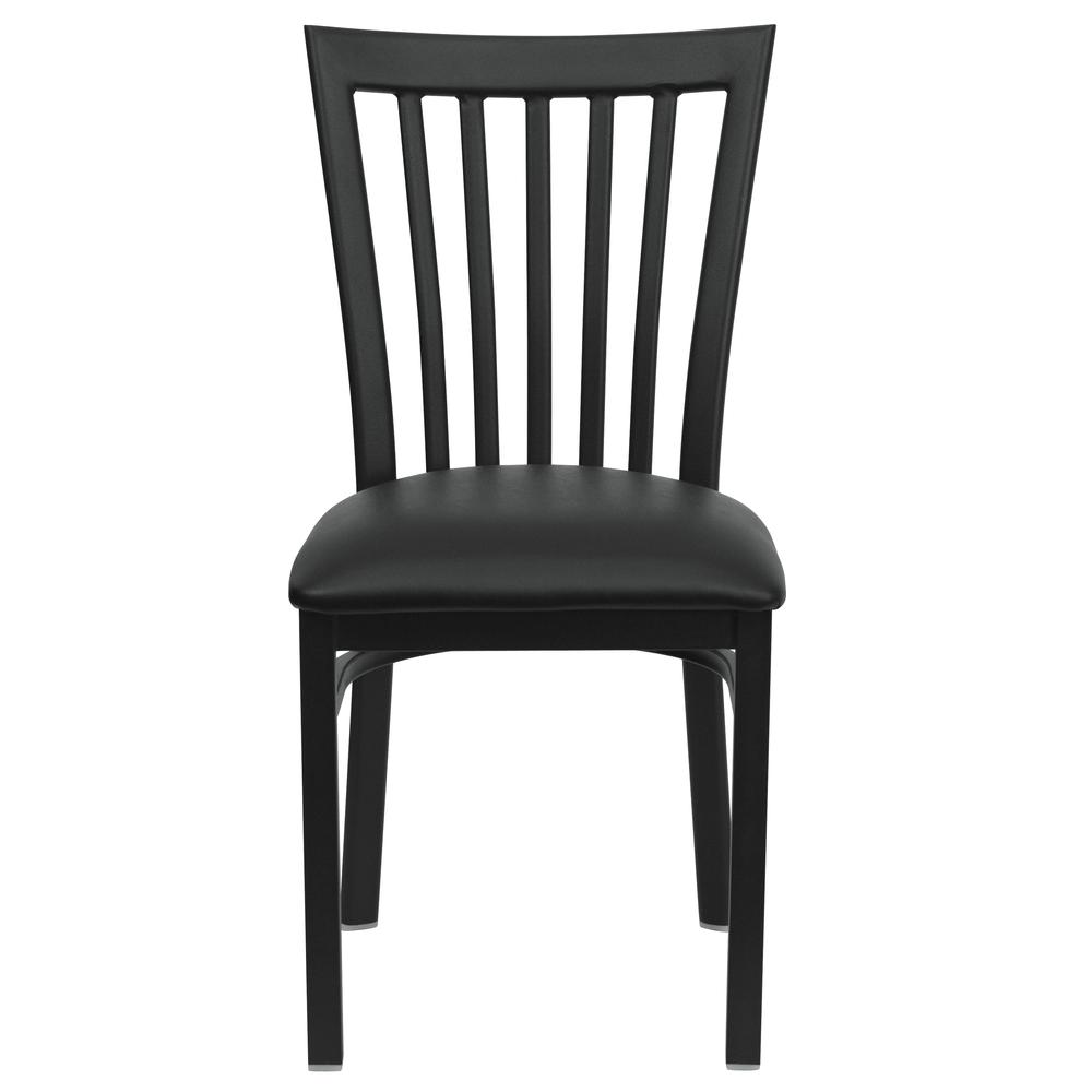 Hercules Series Black School House Back Metal Restaurant Chair - Black Vinyl Seat By Flash Furniture | Dining Chairs | Modishstore - 4